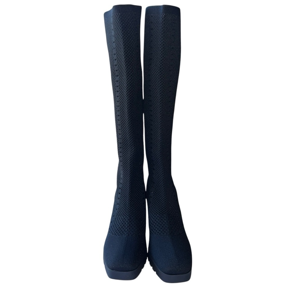 Eileen Fisher Heeled Boots Womens Size 9M Black Stretch Knit Sustainable Design - Picture 6 of 15